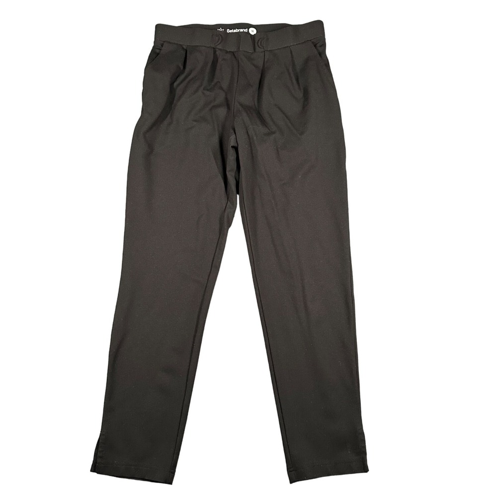 Betabrand Ankle Pants Womens Medium Black Pull On Yoga Career Pleated Chino
